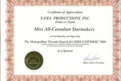 Miss All Canadian Certificates