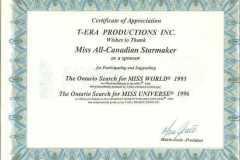 Miss All Canadian Certificates