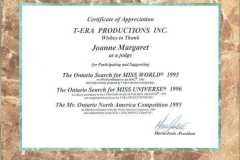 Miss All Canadian Certificates