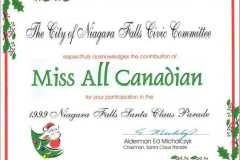 Miss All Canadian Certificates